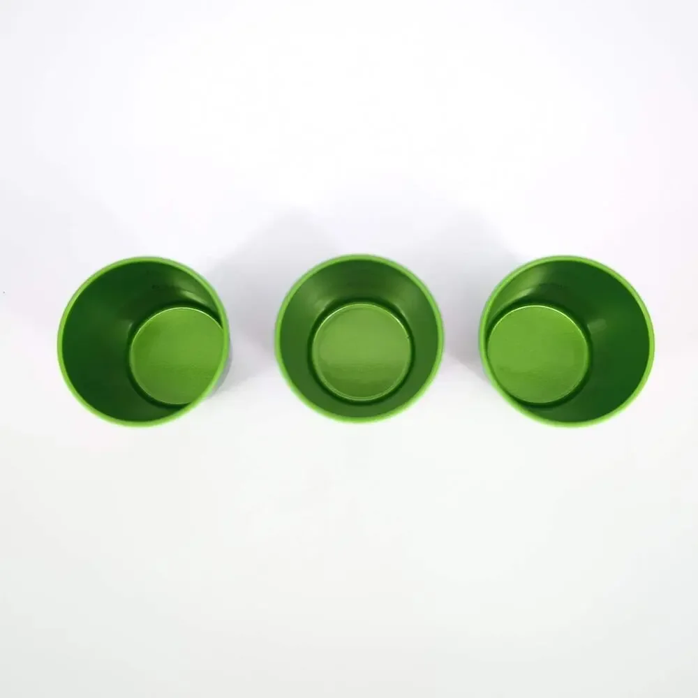 Three Green Jägermeister Color Changing Reusable Aluminum 1 oz Shot Glasses NWOT